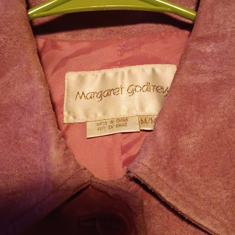 Vintage dusty rose leather suede jacket button front - Picture 4 of 7